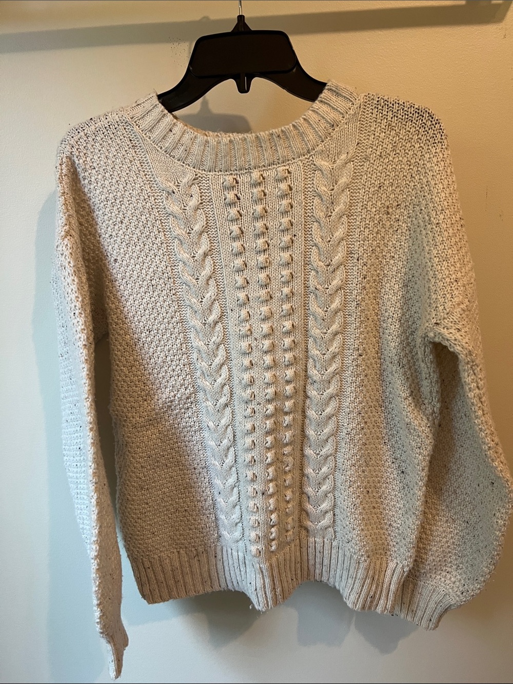 Alya Cream Cable Knit Crewneck Sweater
